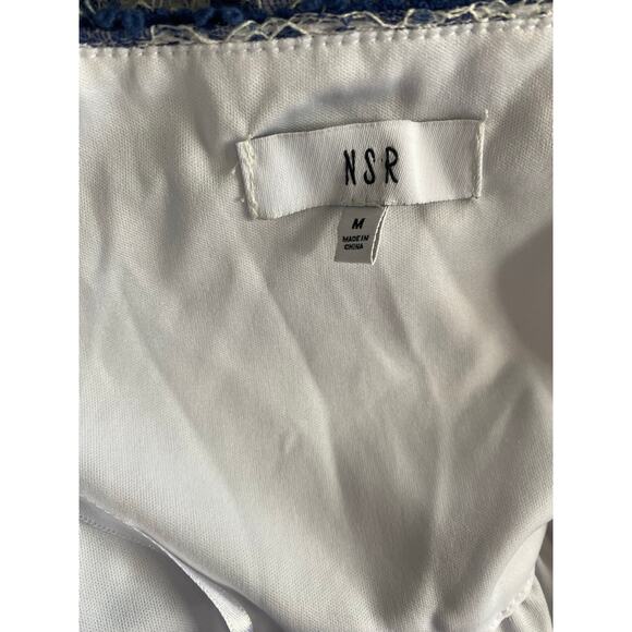 NSR Prairie WHITE & BLUE Floral LACE Tea Party MIDI DRESS Sz M - Picture 7 of 8